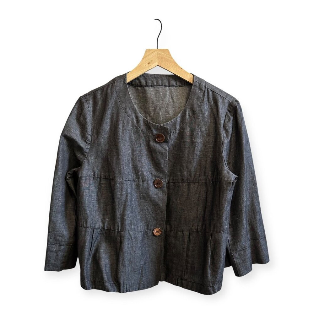 Weekend Max Mara Cotton Linen Chambray Jacket EU42/US12 Early 2000s Italy